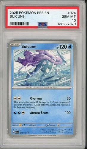 2025 Pokemon Prismatic Evolutions Suicune #024 PSA 10