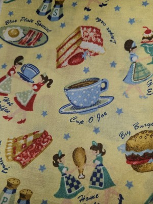 VTG HTF 1993 Joan Kessler Concord Food Allover Yellow Cotton Fabric 2 Yards