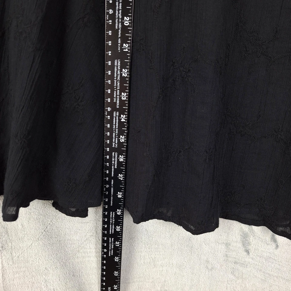 Mujer Falda 8 Negra Bordada Floral Fluida Gauzy Midi Capricho Bruja Gótica Foto 4 de 4