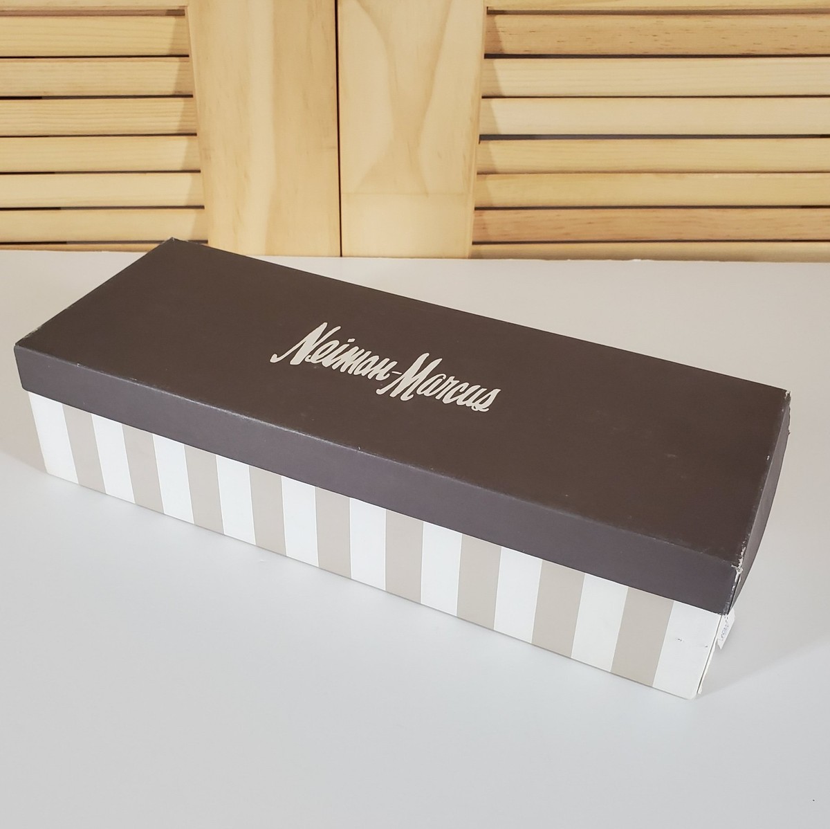 Vintage 60s Neiman Marcus shoe box signature stripes script 14.5in long EMPTY