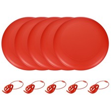 5pcs Flying Disc 10.7 Inch, 175g Plastic Flying Disk with Carry Ring, Red