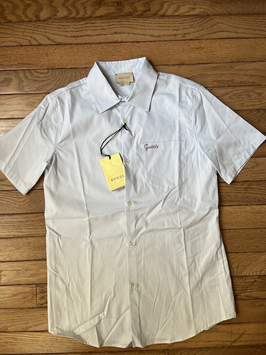 Gucci Shirt Cotton Button Down Boy 12 years Old Light Blue
