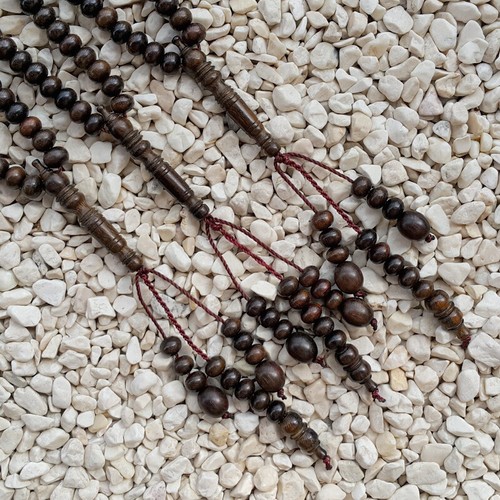 Rare Kemuning Hitam Islamic Tasbih 99 Roundel Beads Black Gold Wood Misbaha - Picture 3 of 7
