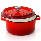 NutriChef NCCIEC45 5-Quart Kitchen Enameled Cast Iron Dutch Oven Pot (Red)
