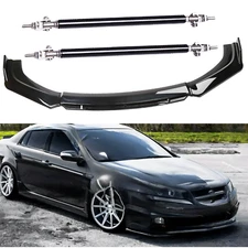 Gloss Black Front Bumper Lip Splitter Spoiler Kit + Strut Rods For Acura ILX K
