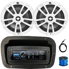 Poolside Sound: JVC KD-X560BT Marine Receiver, 2x 6.5" 180W White 2-Way Speakers