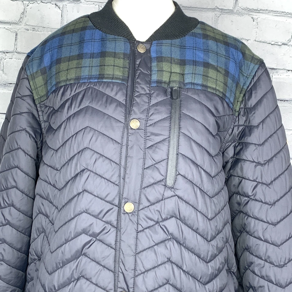 DC Snowboard Quilted Jacket Ladies Size Medium Tartan Blue Pop Button VGC - Image 4 of 4