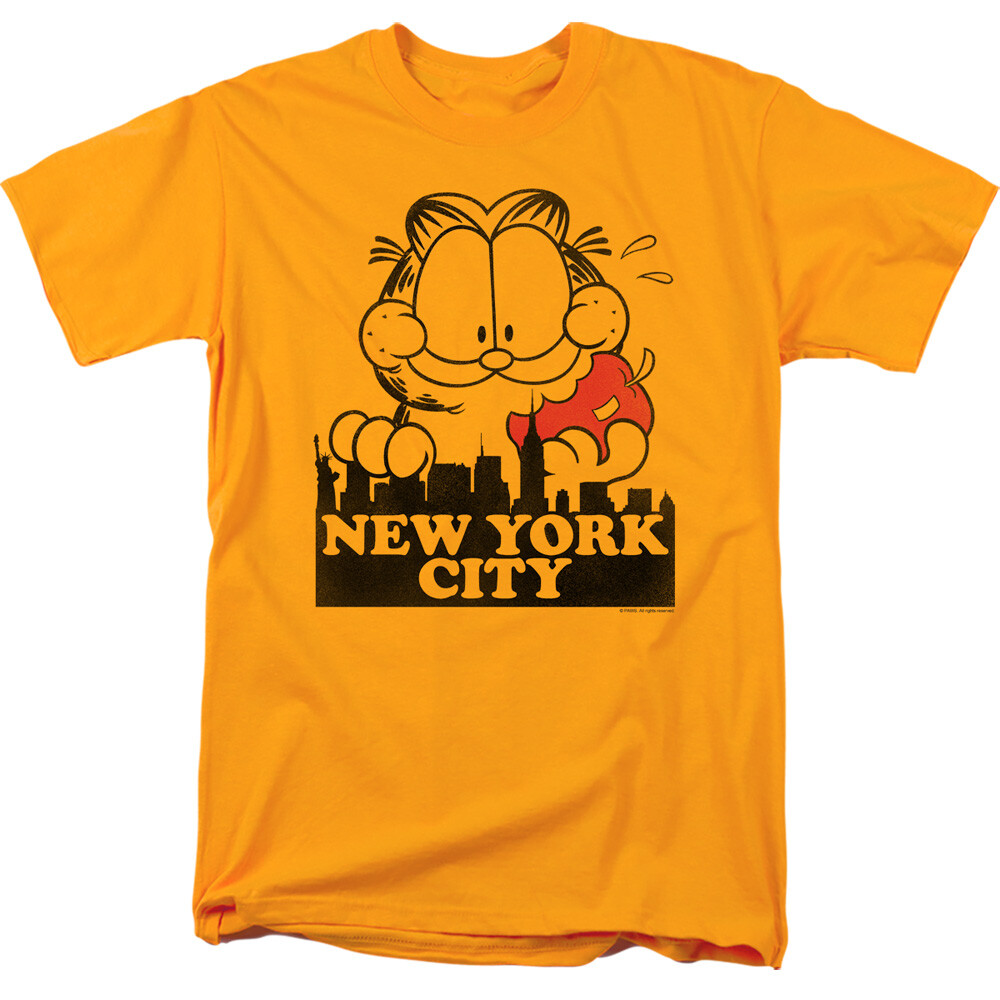 GARFIELD BIG APPLE Licensed Adult Men's Graphic Tee Shirt SM-3XL