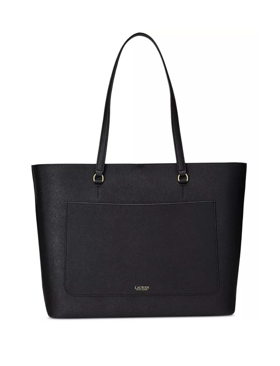 バッグ Lauren Ralph Lauren Black Leather Tote Lauren Ralph Lauren Crosshatch Leather Large Sophisticated