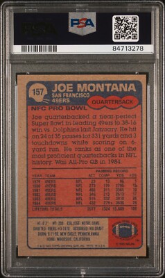1985 Topps #157 Joe Montana PSA 7 Near MINT HOF 49ers | eBay