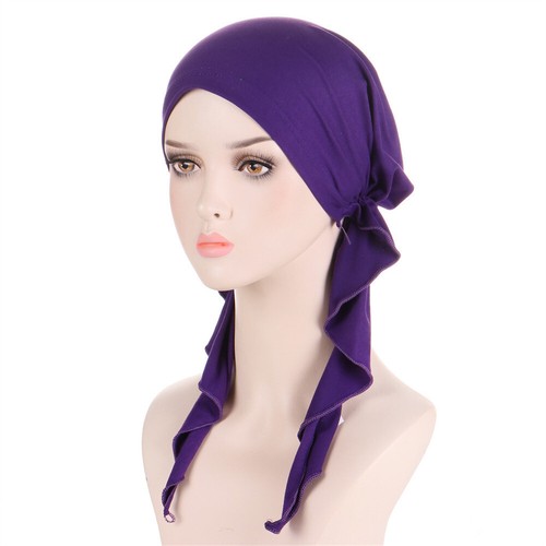 Mujeres Musulmanas Pre-Atado Hiyab Turbante Gorro Quimio Gorra Pérdida de Cabello Sombrero Envoltura para la Cabeza Bufanda - Imagen 25 de 25