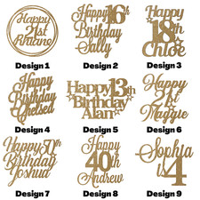 Personalised Happy Birthday Cake Topper Any Age Any Name 16 18th 21st 30th 50th