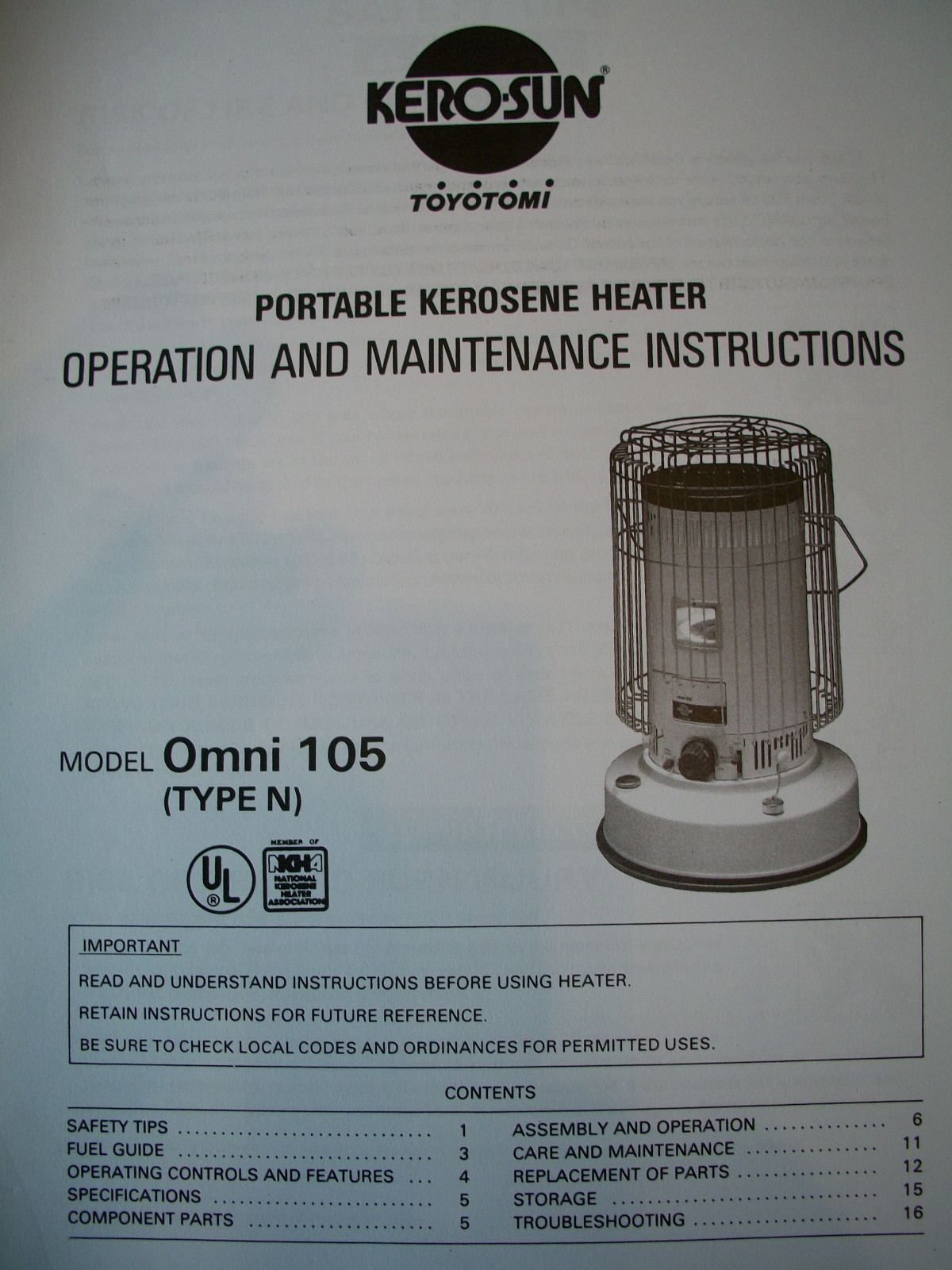 KEROSUN TOYOTOMI OMNI 105N KEROSENE HEATER MANUAL...OPERATOR/PARTS u0026amp;  FREE BONUS | eBay