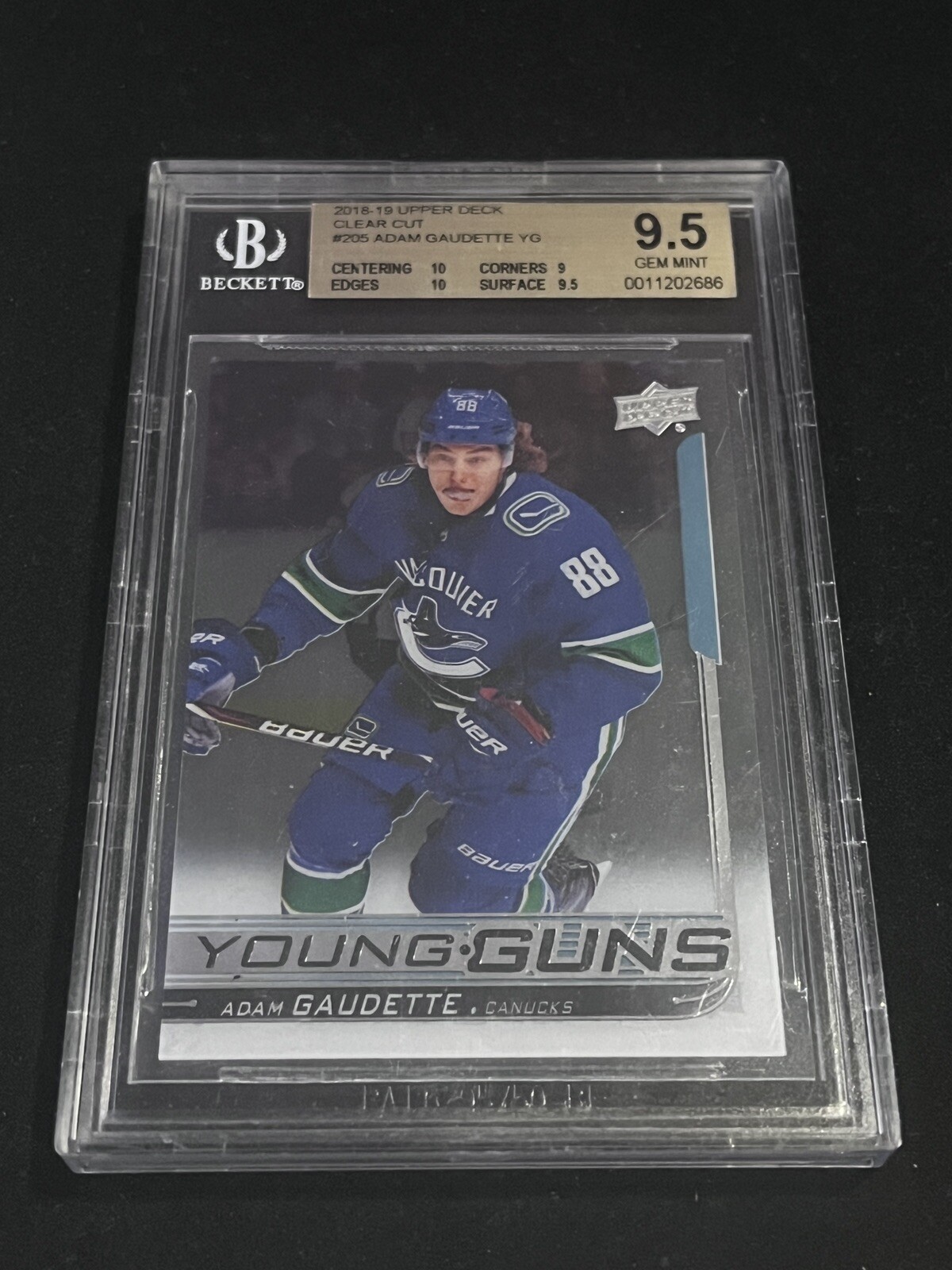 2018-19 Upper Deck Young Guns UD Clear Cut ADAM GAUDETTE #205 Rookie RC