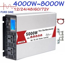 6000W 8000W Pure Sine Wave Inverter Power Converter 12V 24V 48V 60V to 110V 220V