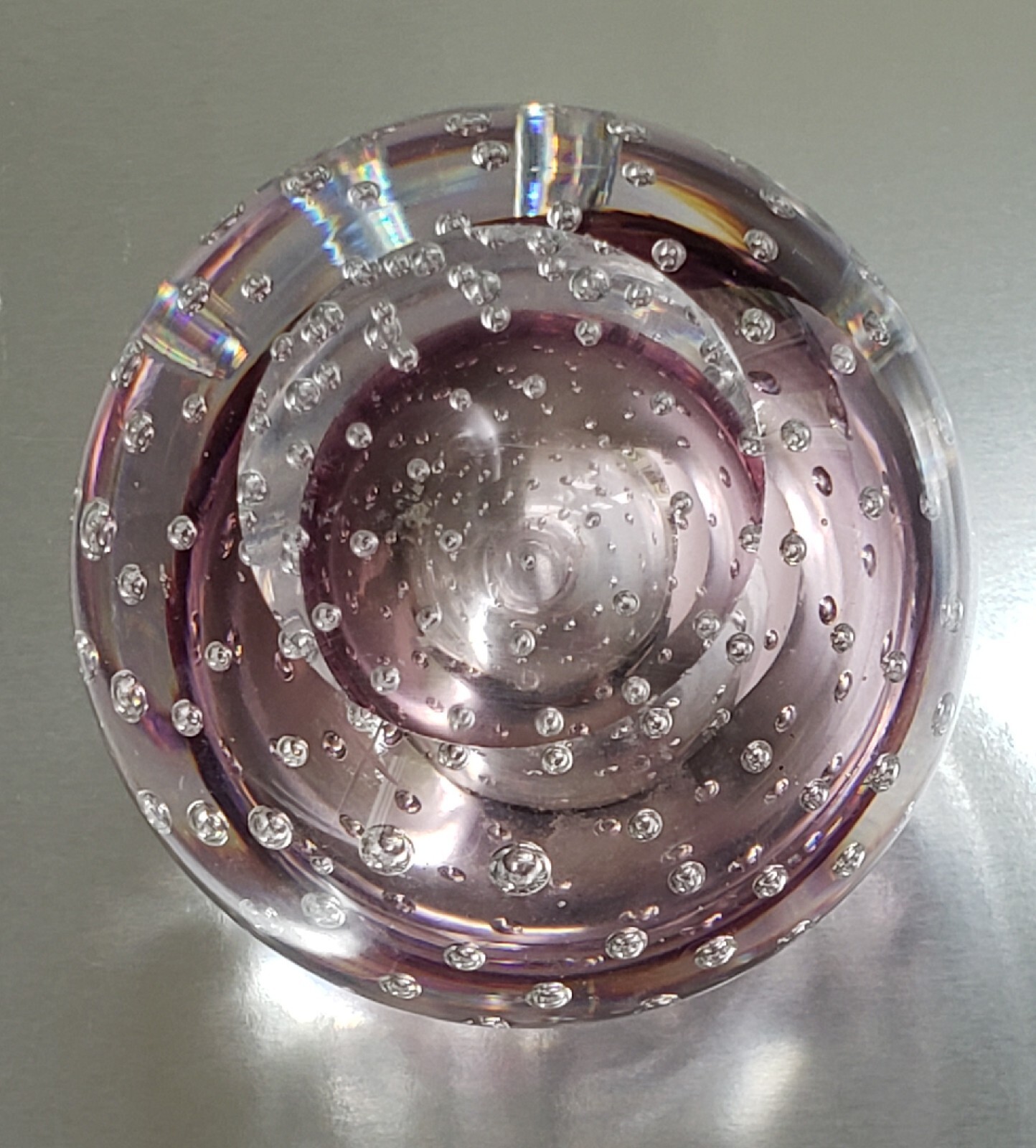 Vintage Murano Bullicante Cased Art Glass Pink With Bubbles Perfume Bottle