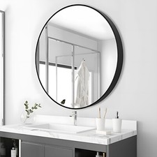 Large Round Metal Frame Wall Mounted Hanging Vanity Mirror Hallway Bathroom Deco