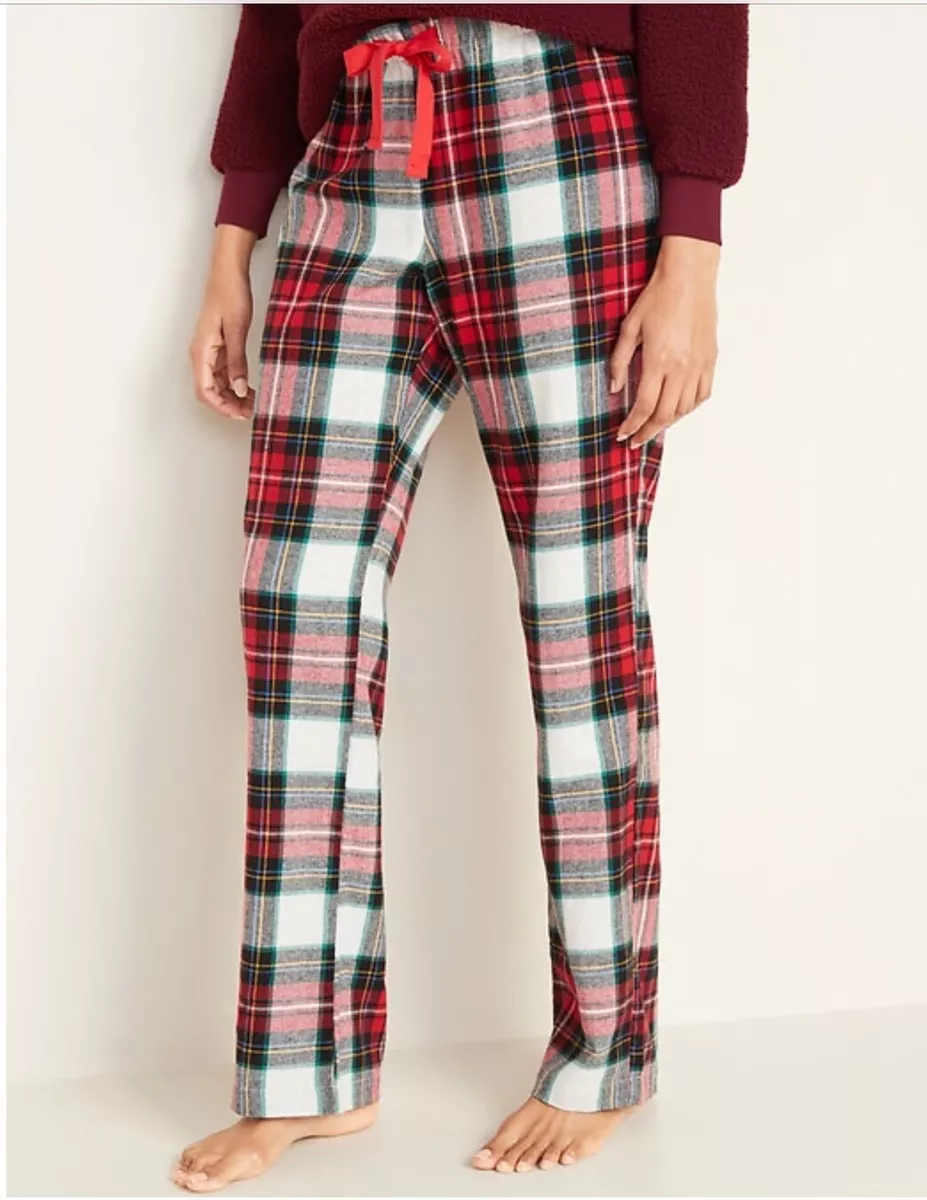 NWT Womens XXL CHRISTMAS TARTAN PLAID FLANNEL PAJAMA PANT Red White PJ old  navy