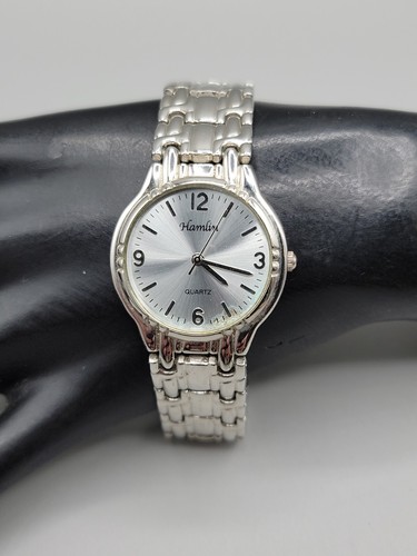 Vintage Hamlin Mens Quartz Watch 8" Silver Tone 31mm - Picture 2 of 13