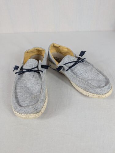 Hey Dude Shoes Wendy Gray Chambray Slip On Sneakers Comfort Flats Womens Size 10