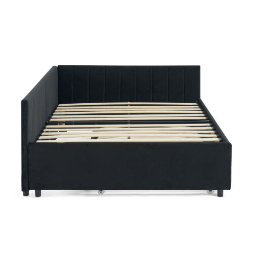 Full Size Daybed Trundle Upholstered Tufted Sofa Bed Sofa Bed Frame Comfortable - Picture 14 of 17