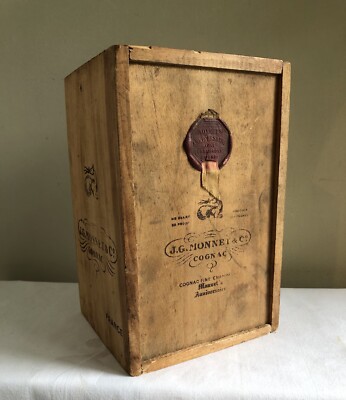 Vintage J. G. Monnet & Co. EMPTY Anniversaire Cognac Wood Box .. France