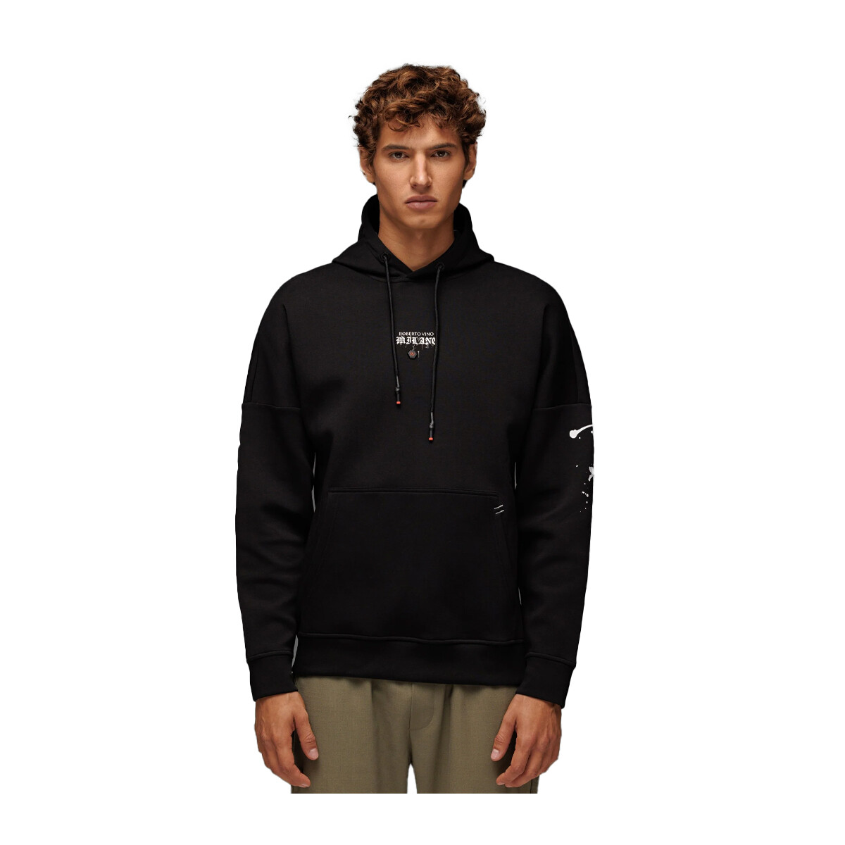 Roberto Vino Milano Толстовка с капюшоном Оригинальная раскраска Мужская черная RVHO924
