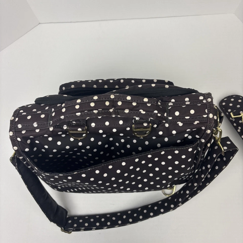 Bolsa de pañales JuJuBe marrón blanco lunares bebé correas de viaje mochila almohadilla defectos Foto 4 de 4