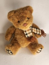 Vintage Russ Kensington 9" Brown Bear with plaid Scarf and feet