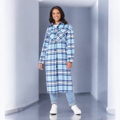 Be You Longline Shirt Jacket Blue Check Shacket Coat Women's UK