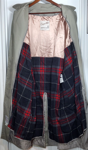 VTG Clipper Mist London Fog Trench Over Coat Men 46 Red Tan Tartan Plaid Lined - Picture 4 of 15