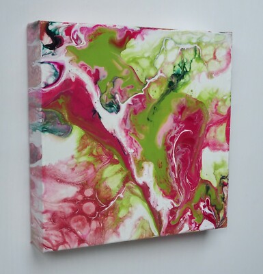 Original Abstract Art Fluid Acrylic Pour Painting 8x8