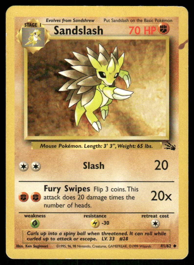 Sandslash 41/62 Fossil Pokemon TCG trading card