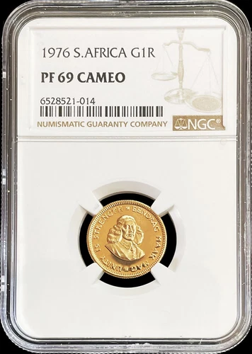 1976 GOLD SOUTH AFRICA 1 RAND JAN VAN RIEBEECK NGC PROOF 69 CAMEO