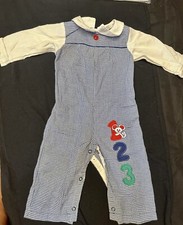 VINTAGE SMOCKED CARTERS HOUNDSTOOTH EMBROIDERED JUMPSUIT-Numbers/Mouse
