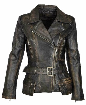 Genuine Lambskin Biker Jacket Women's Slim Fit Soft Leather Motorcycle Coat