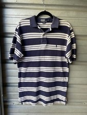 Vintage 1980's Polo Ralph Lauren Striped Polo Shirt Cotton Terry Cloth Men's M