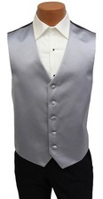 Silver Satin Mens Fullback Formal Tuxedo Vest Gray Wedding Vest Groomsman Vests