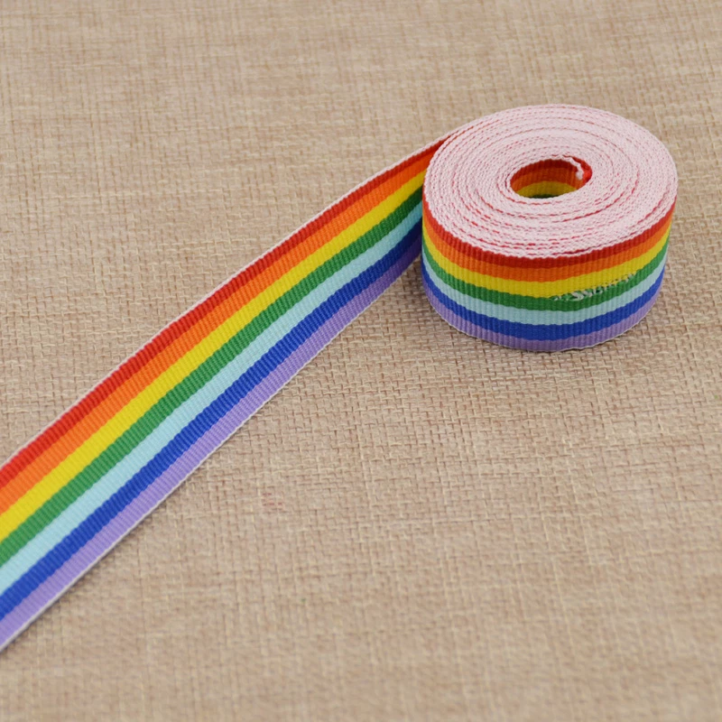 3m Multi Striped Ribbon Polyester Rainbow printed Woven Grosgrain Crafts Decor - Image 3 of 4