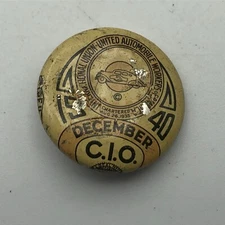 Dec 1940 UAW Auto Workers Union Button Pin Pinback Bastian AS IS Bad R9