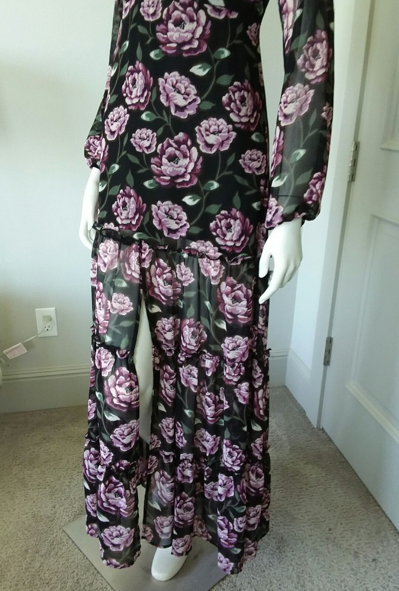 Forever 21 Floral Long Sleeve Ruffled Maxi Dress Sz S NWOT | eBay
