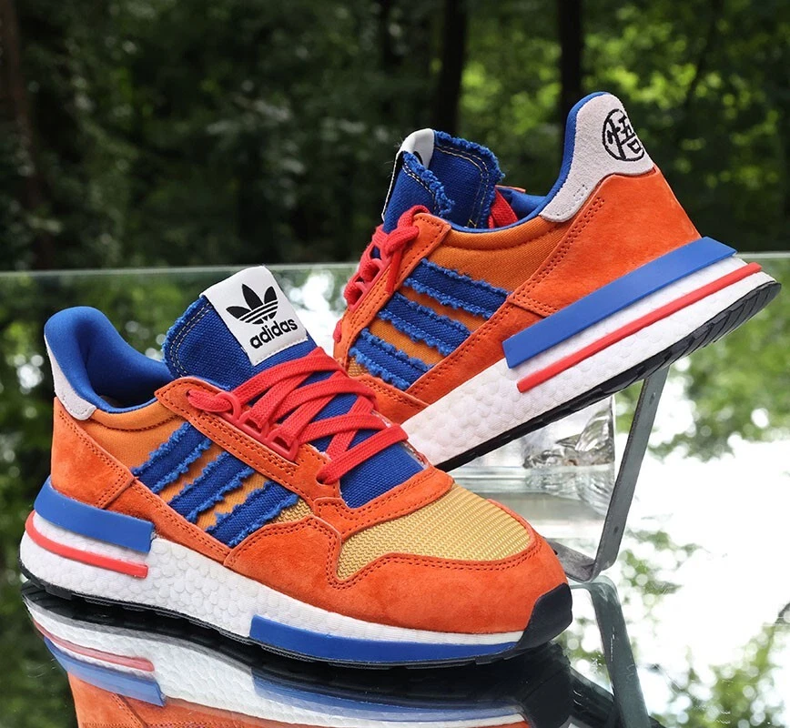 うー Adidas ZX 500 Dragon Ball Z Son Goku Size 5 Orange Blue Custom
