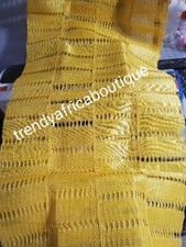 Yellow woven Aso-oke for making Nigerian gele. 25" wide  2.5yds long.