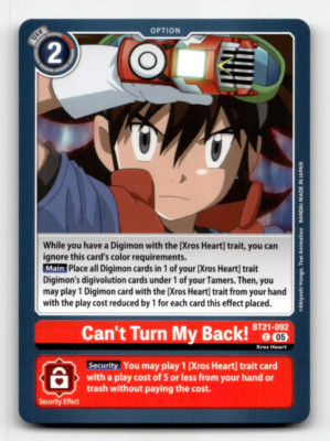 Digimon CCG Can't Turn My Back! BT21-092 C - World Convergence