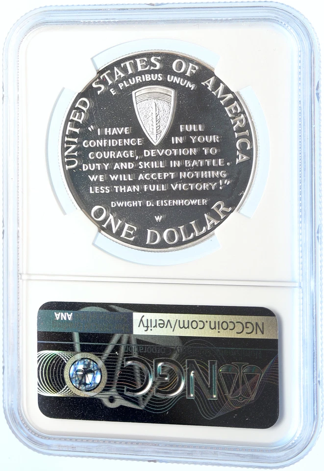 1993 W UNITED STATES US D-Day WWII Normandy Proof SILVER Dollar Coin NGC i97837 - Image 4 of 4