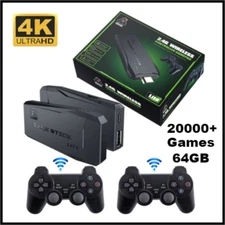 Video Game Console Retro TV Stick 64G 4K HDMI 2 Wireless Controller 20000+ Games