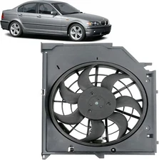 Radiator Cooling Fan Assembly Replacement for BMW 3 Series  12V 7 Curved Blade