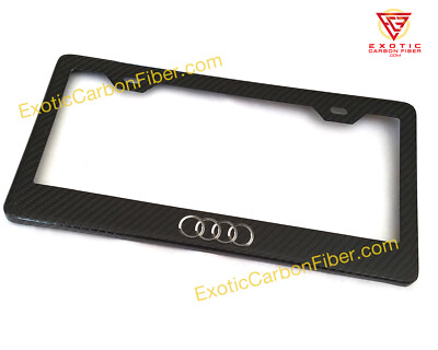 Audi Silver Rings Only Carbon Fiber license Plate Frame 2x2 Gloss