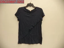 Pre-Owned- Stain, Esprit Women's Navy Ruffle Detail Short Sleeve T-Shirt, Size M