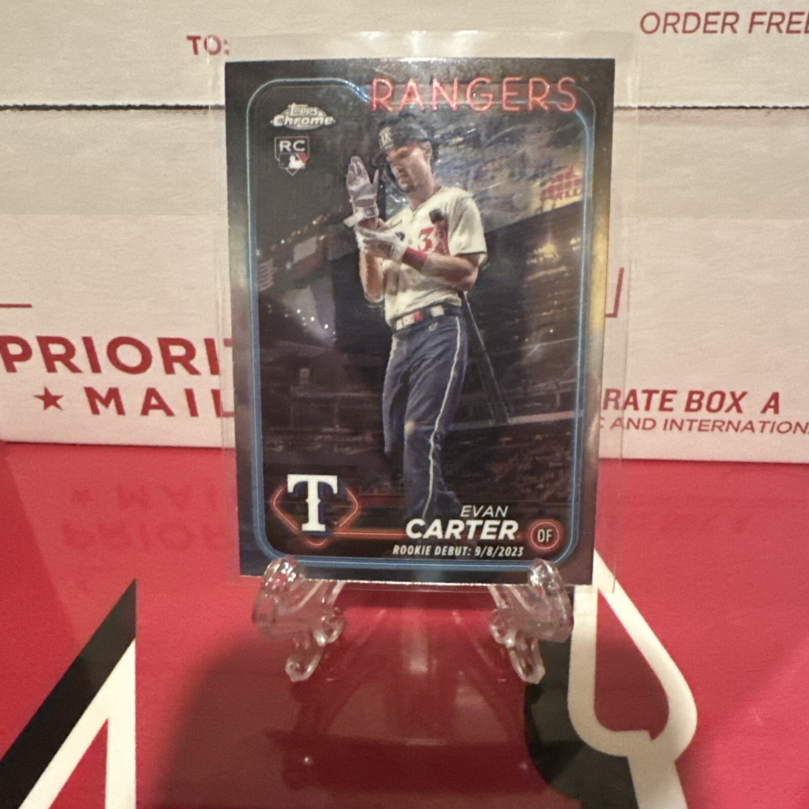 Evan Carter 2024 Topps Chrome Update RC Rookie Debut USC199 Rangers